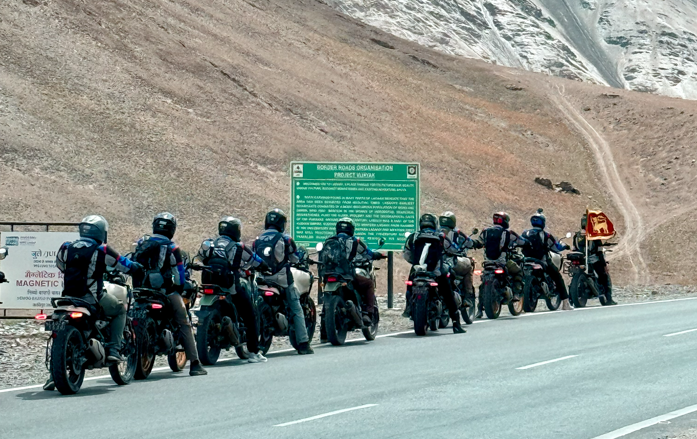 Riders on road